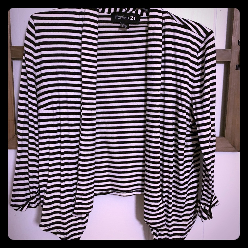 White and black striped blazer
